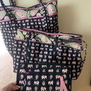 Limited edition Vera Bradley Pink Elephant 3 piece set